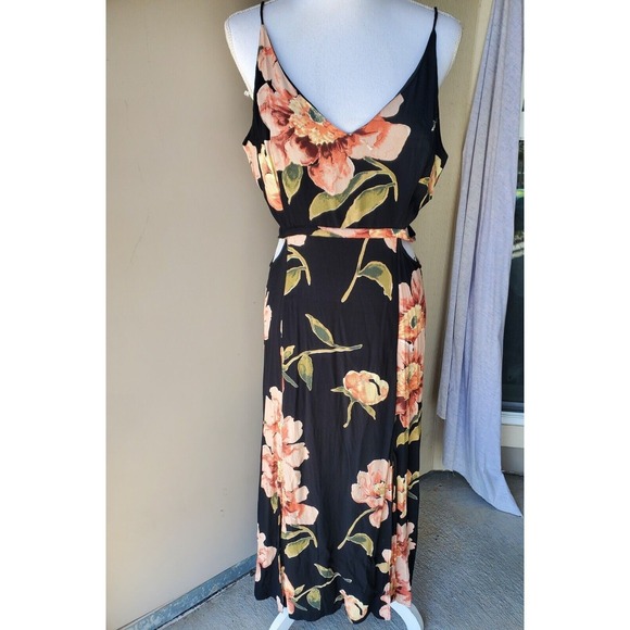 Topshop Dresses & Skirts - Topshop Maxi Dress Women 10 Black Floral Cut Out Backless Whimsigoth Resortwear